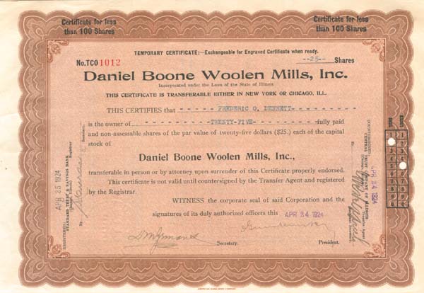 Daniel Boone Woolen Mills, Inc.